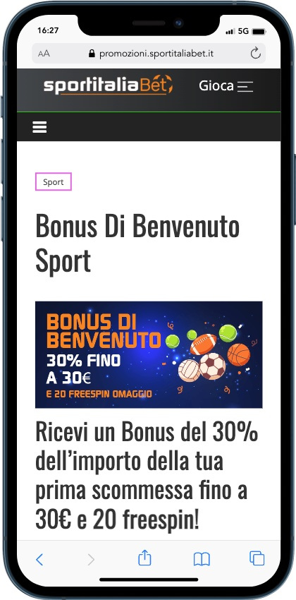 App SportitaliaBet Bonus