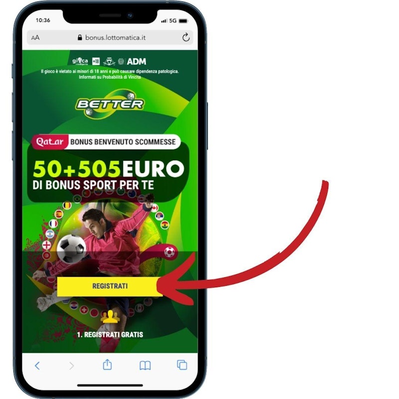 Schermata di registrazione nell app Lottomatica