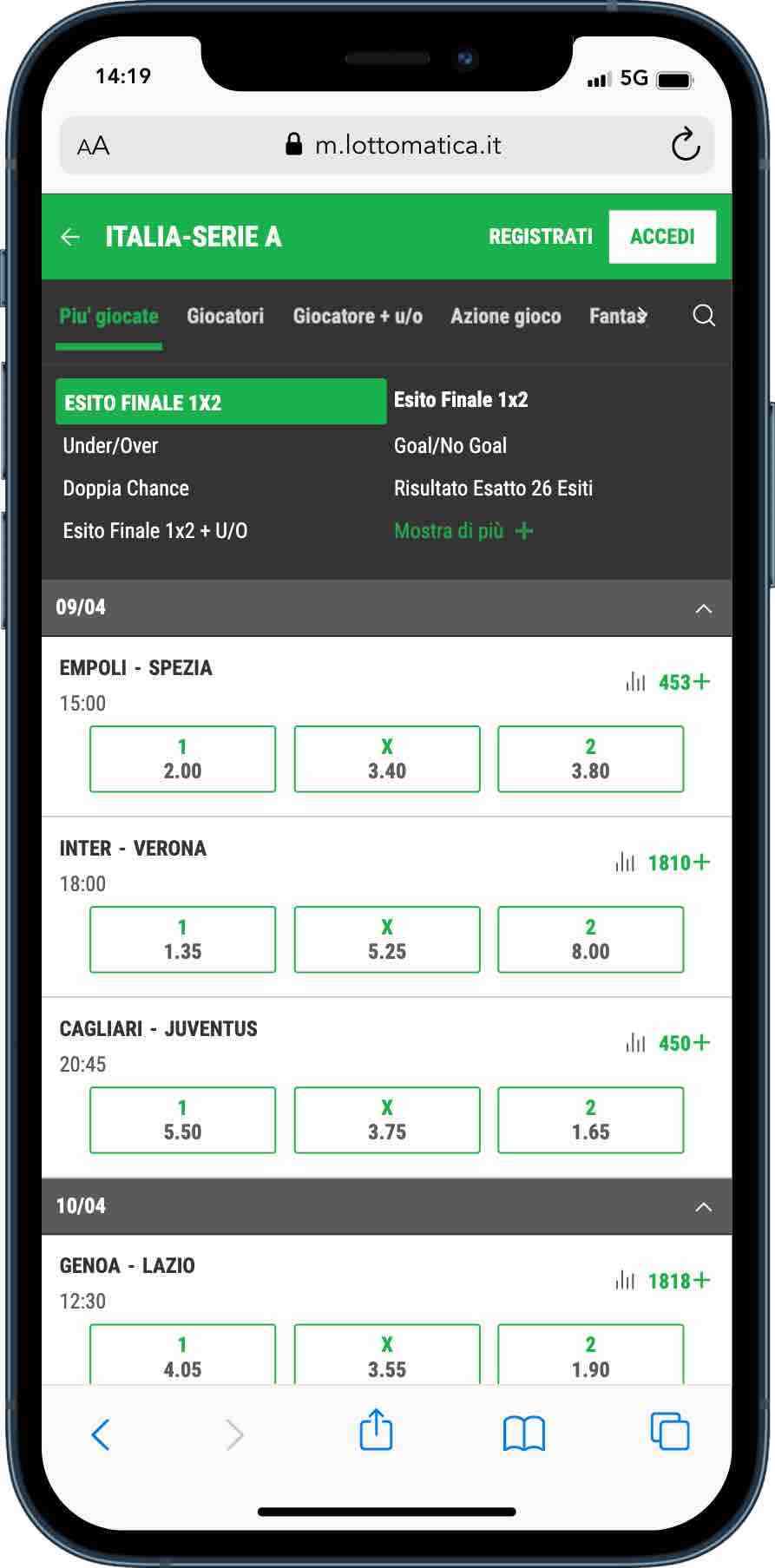 Scommesse Lottomatica