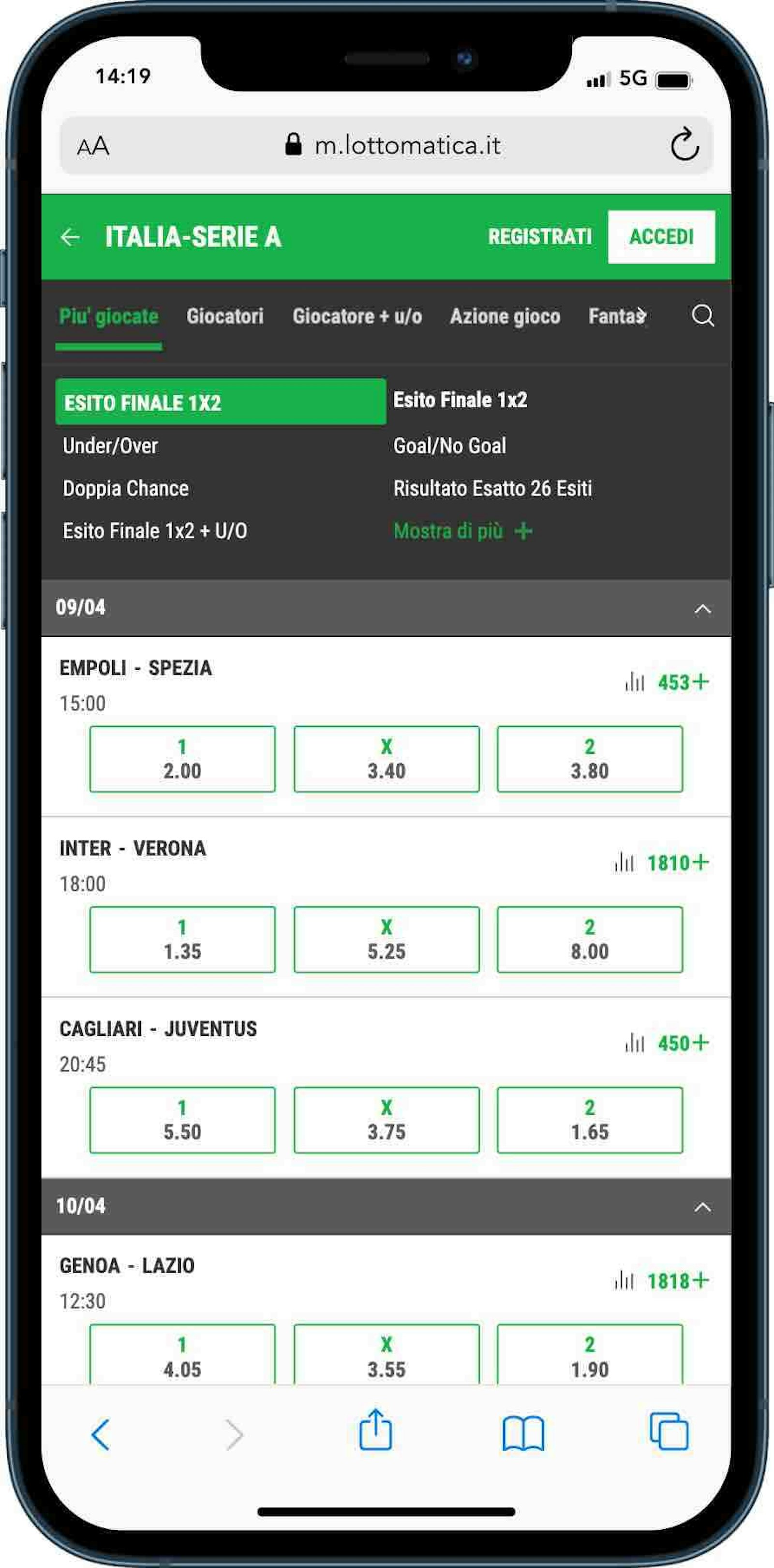 Scommesse Lottomatica