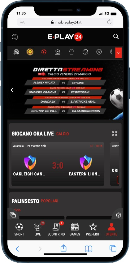 E Play24 App Homepage