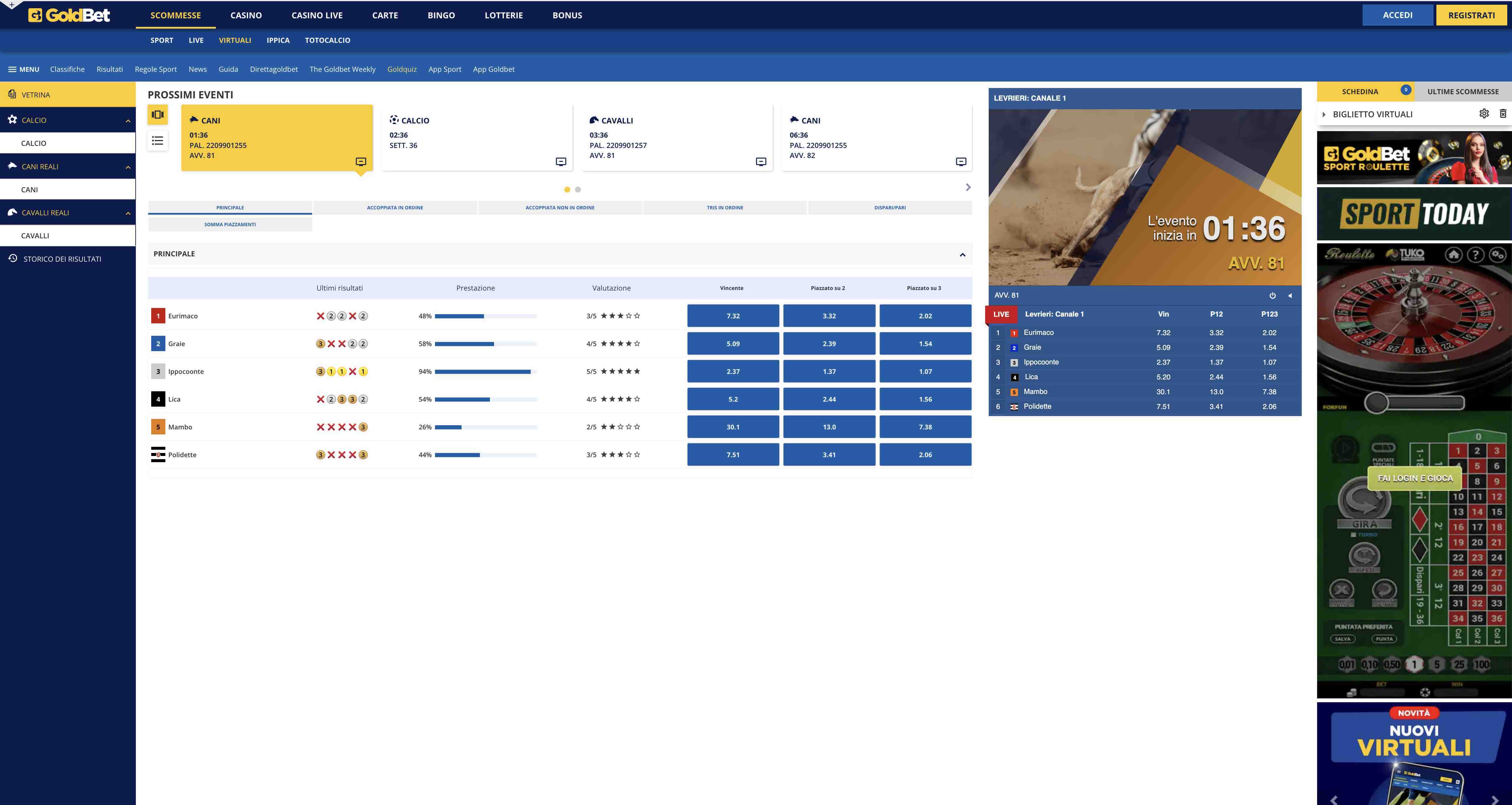 Goldbet virtuali