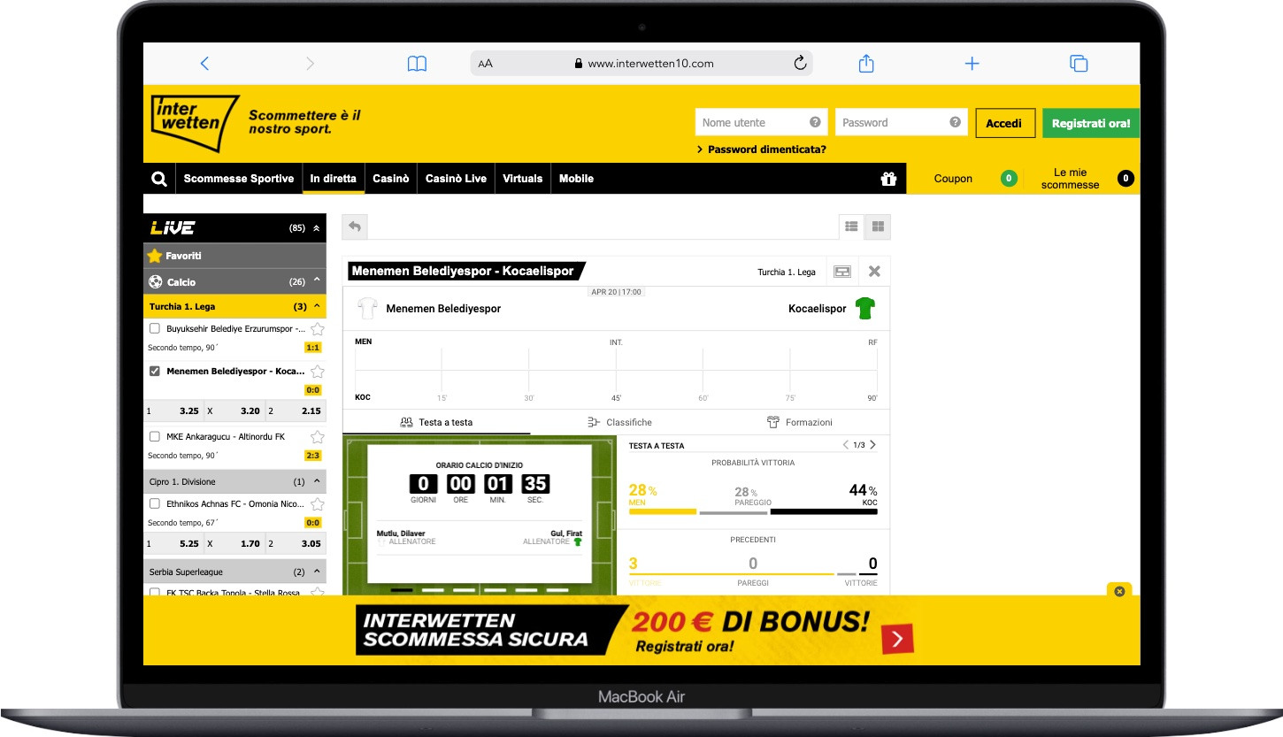 Interwetten Scommesse Live