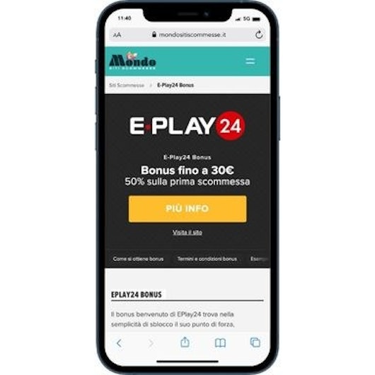 Ottenere Bonus Eplay24 step1