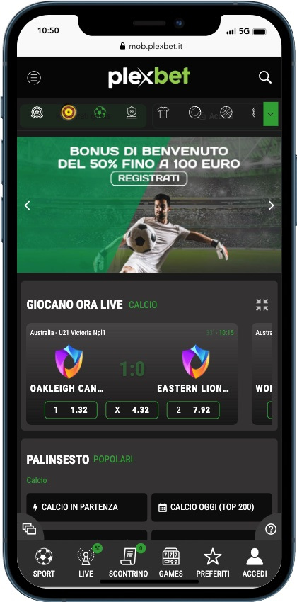 Plexbet App Homepage