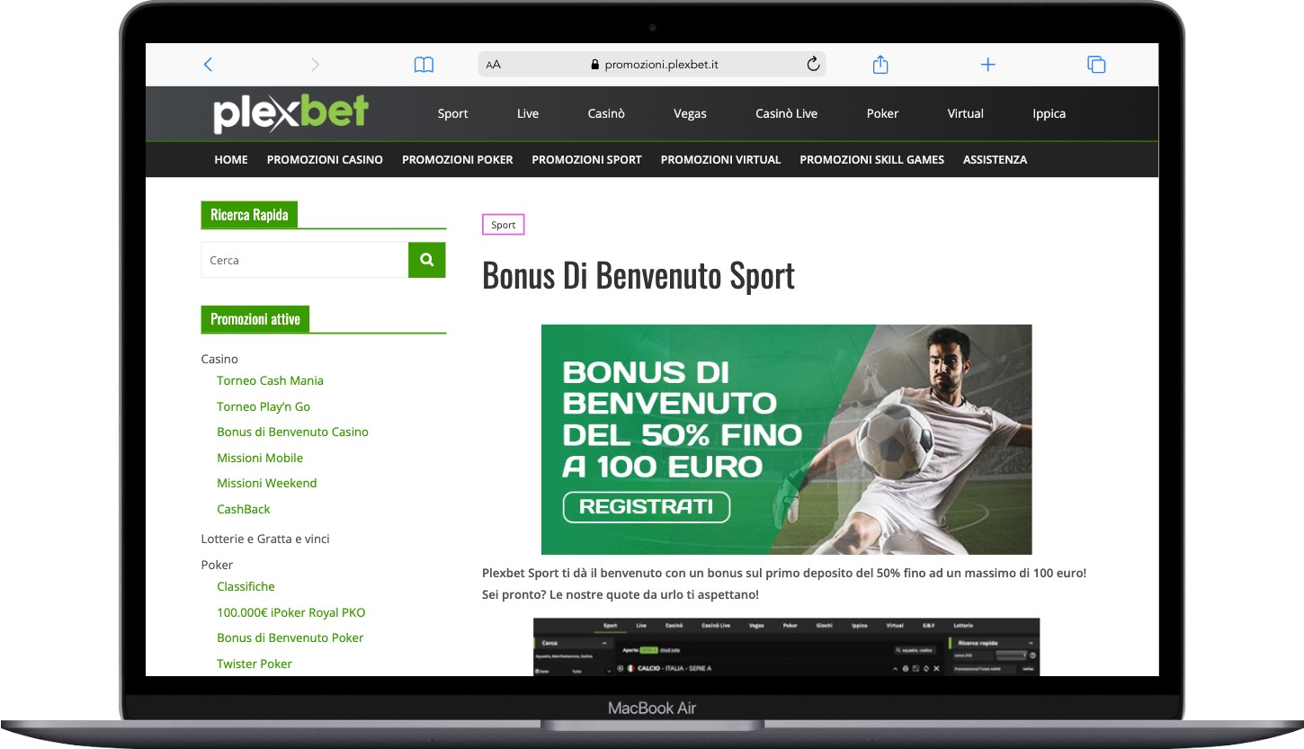 Plexbet Bonus Benvenuto
