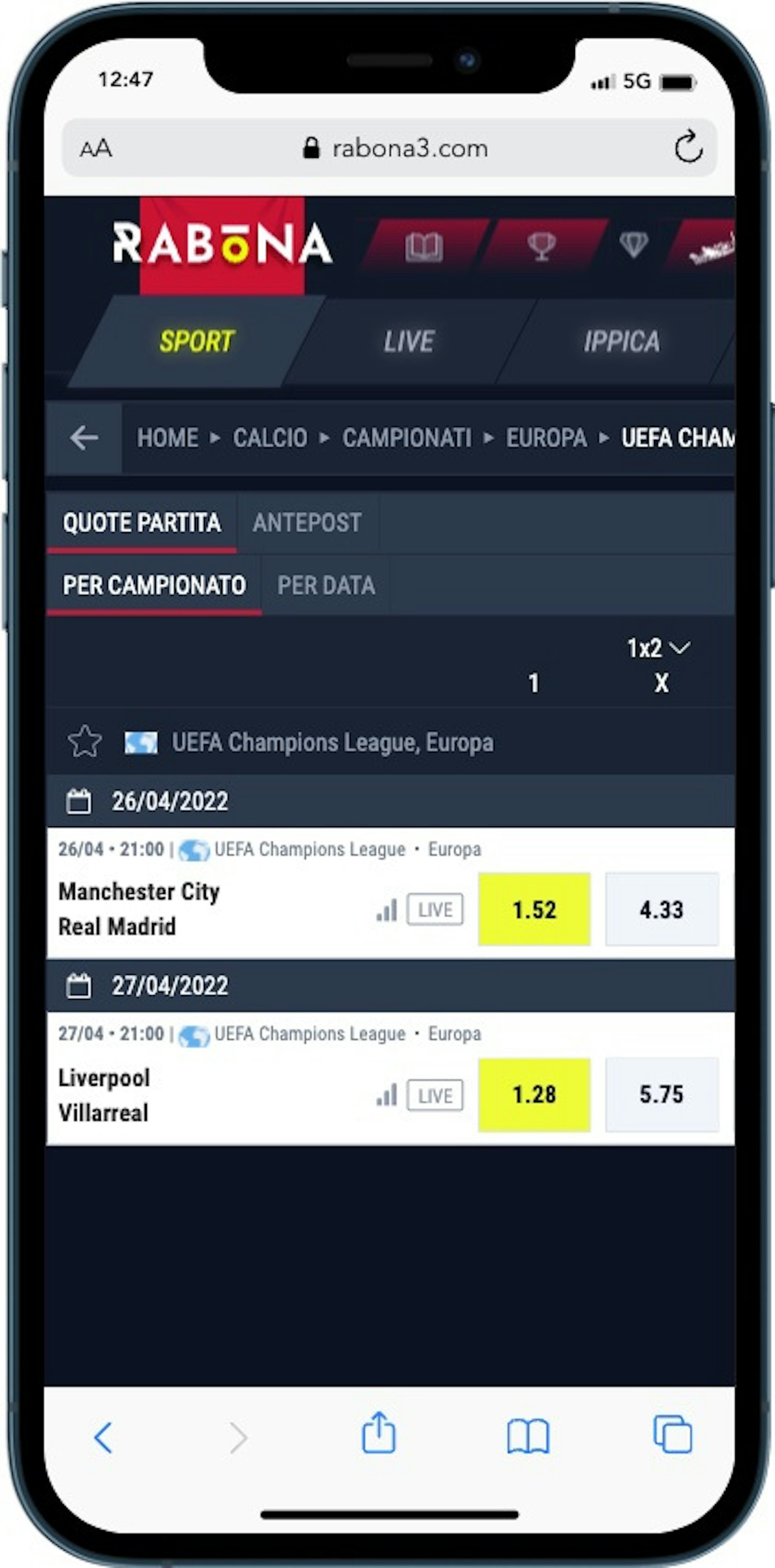 Rabona App Scommesse
