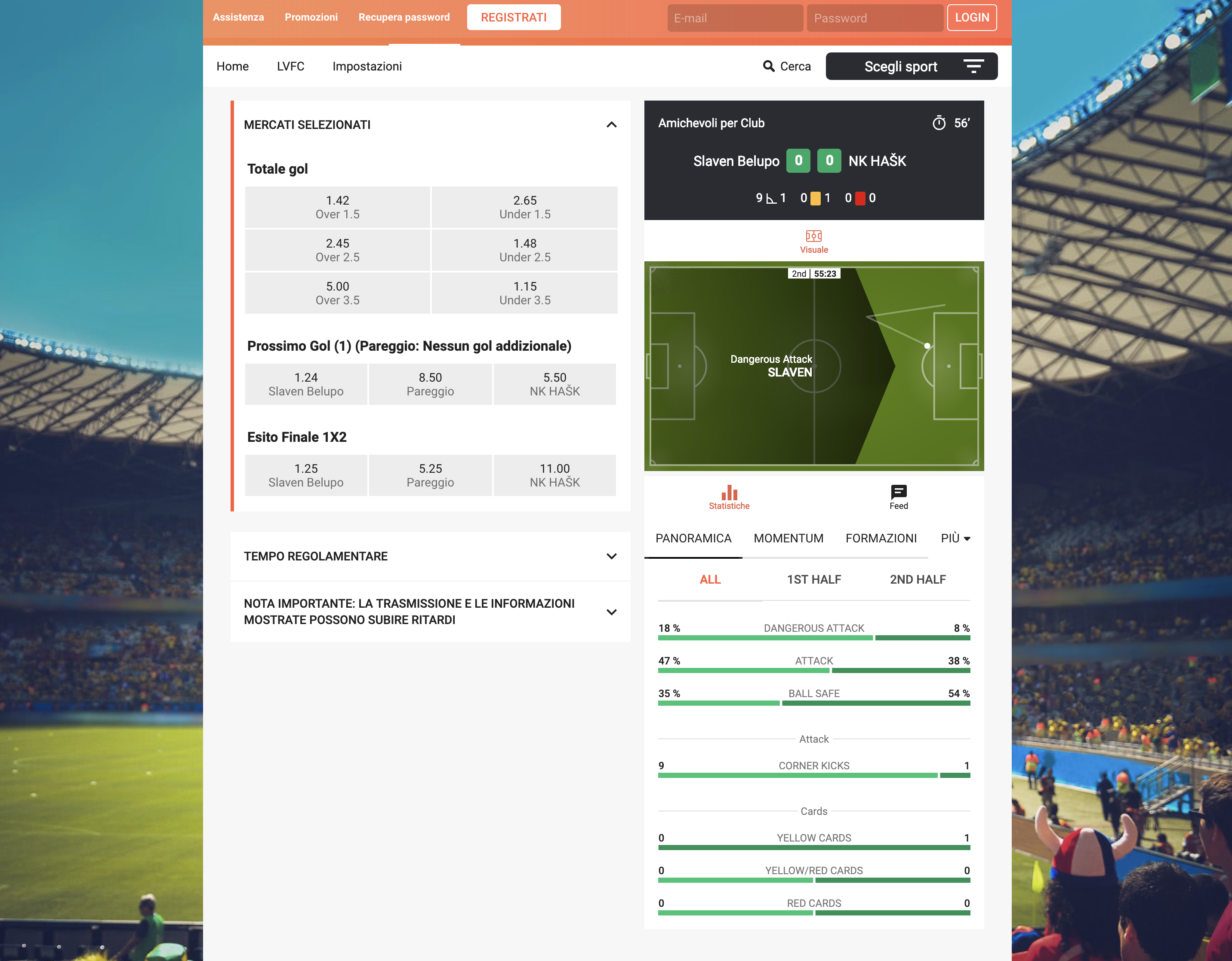 Scommesse live LeoVegas