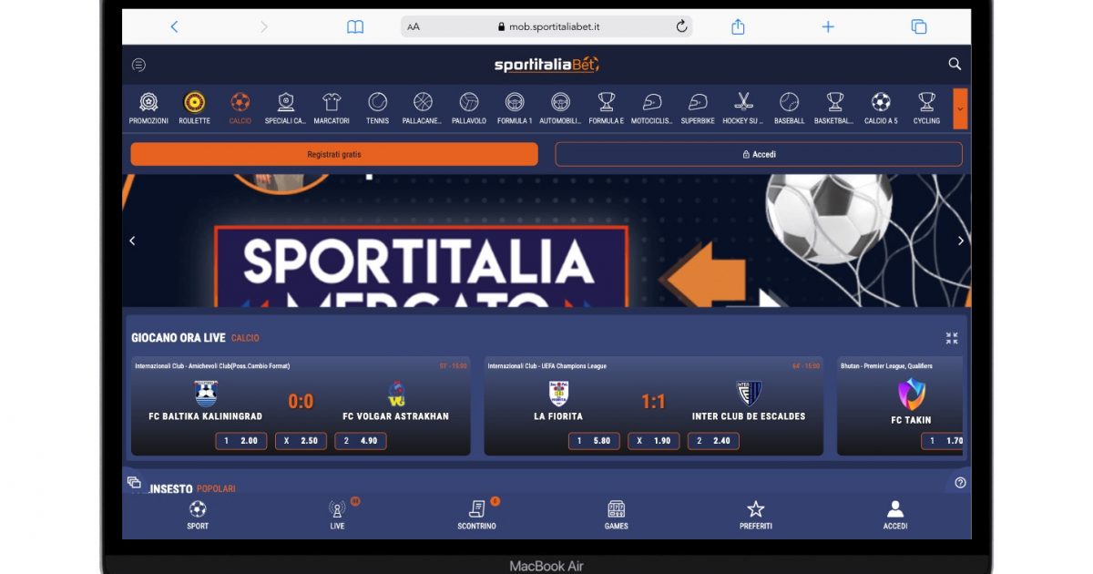 Homepage di Sportitaliabet