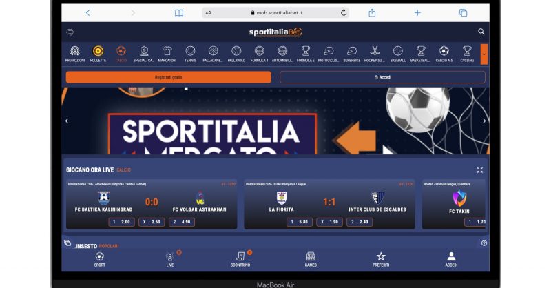Homepage di Sportitaliabet