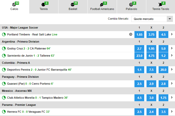 Betfair scommesse live