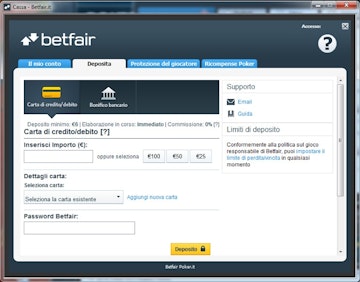 Depositare e prelevare su betfair