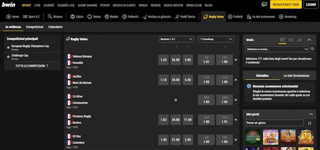 Scommesse rugby bwin