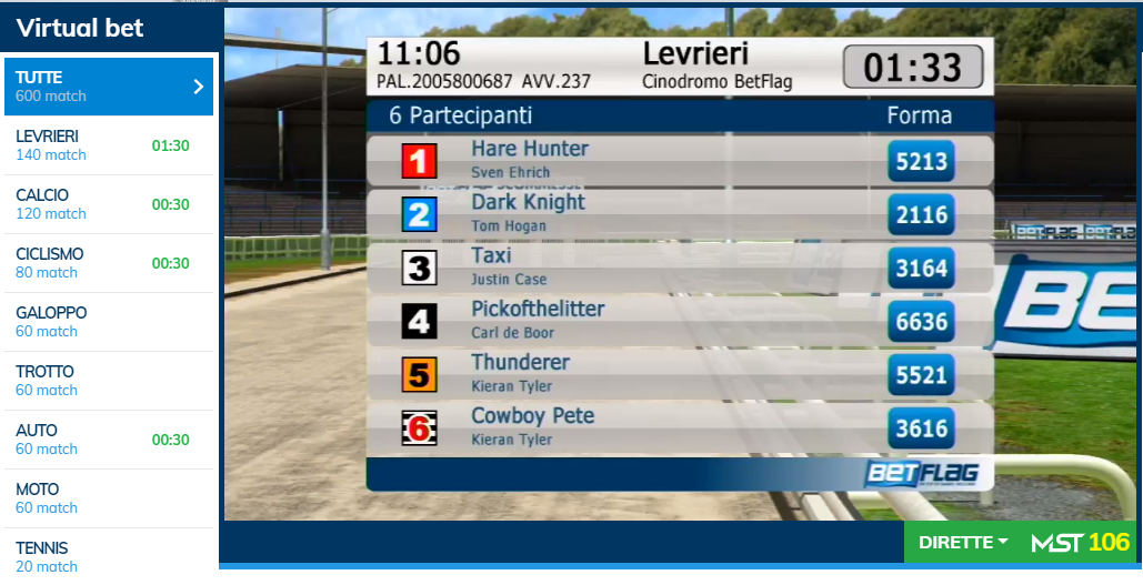 Scommesse virtuali betflag