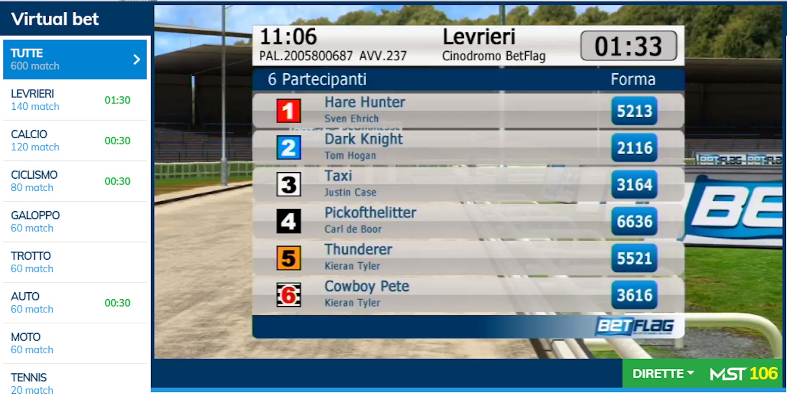 Scommesse virtuali betflag