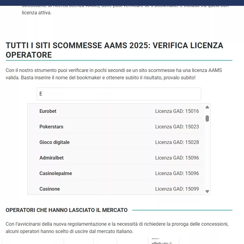 Strumento verifica licenza adm