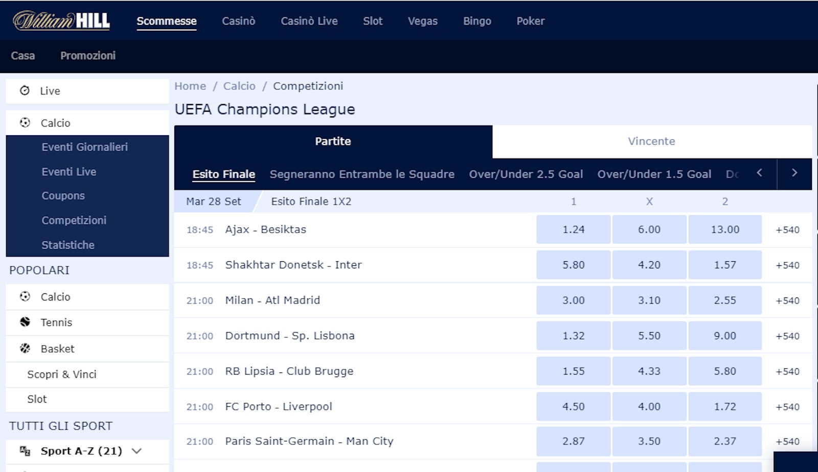 William hill scommesse